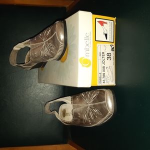 Ombelle Size 38 Slip On Sandalls Taupe Made in France